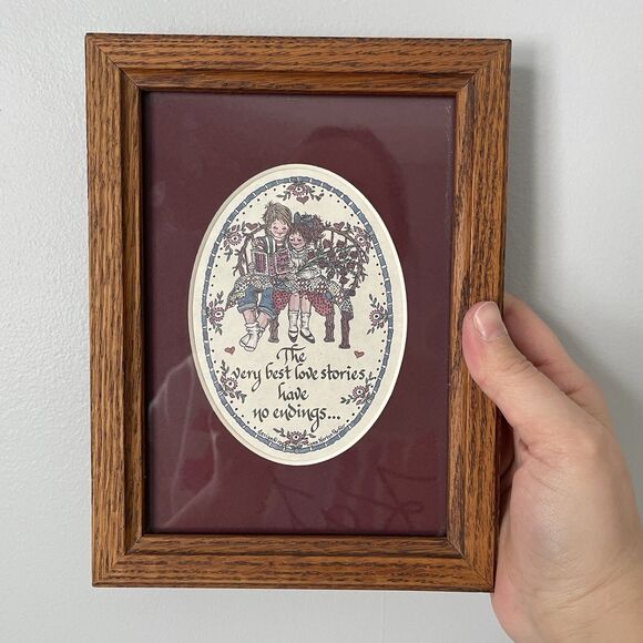 Vintage Wood Frame Wall Decor "The Very Best Love Stories Have No Endings" 9x11 - Picture 3 of 6